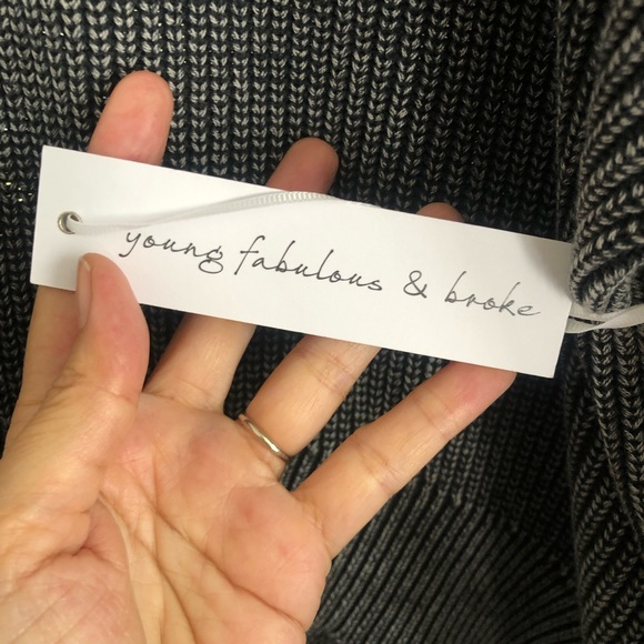 NWT YOUNG FABULOUS AND BROKE Distressed Cameron Oversized Turtleneck Sweater S/M - Picture 10 of 11